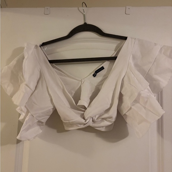 White Ruffled Zara Crop Top - Picture 2 of 3
